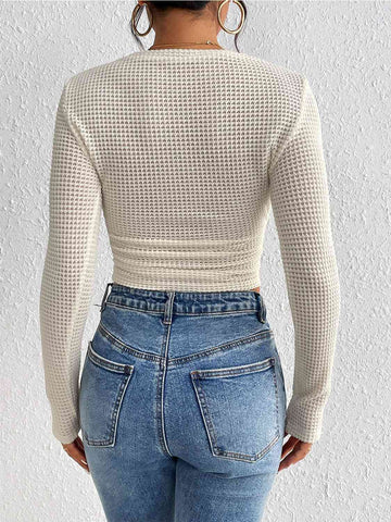 Round Neck Ruched Knit Top